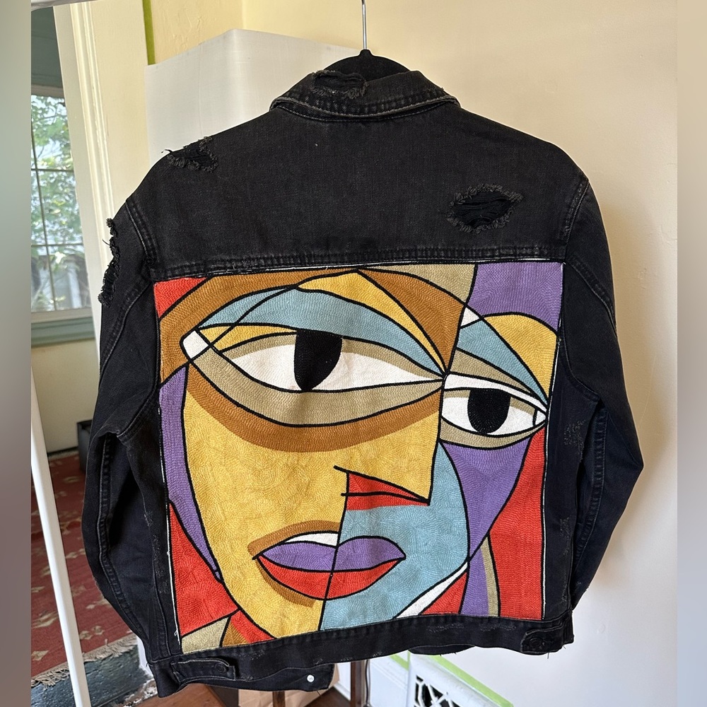 One Of A Kind Artistic Black Denim Jacket
